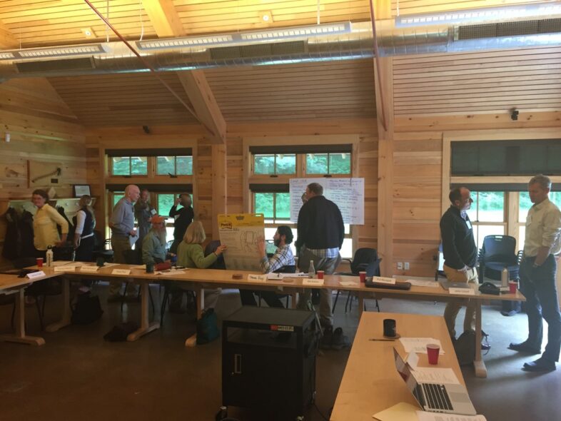 Breakout groups worked to define a research agenda for biodiversity conservation in Vermont.