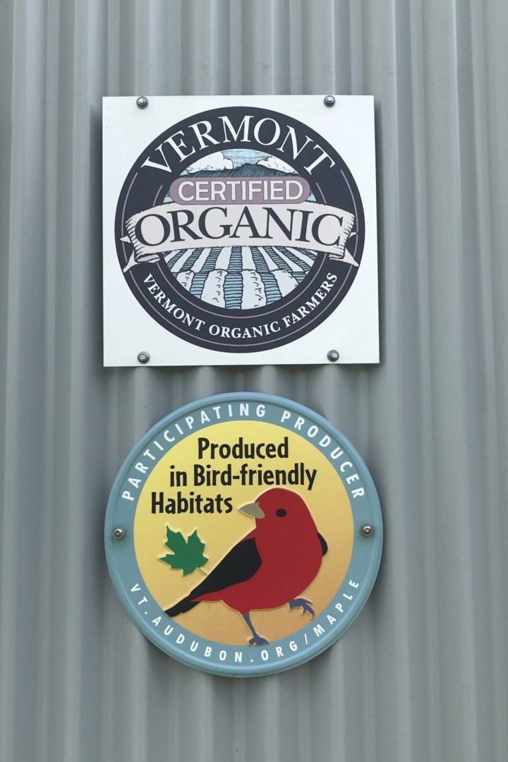 A sign recognizing a producer for their participation in the Bird-friendly Maple Project. Sam Blair