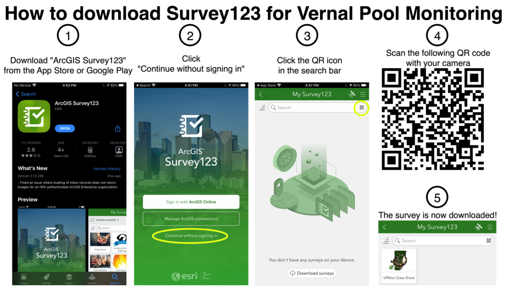 Instructions to download the virtual data sheet on Survey123.
